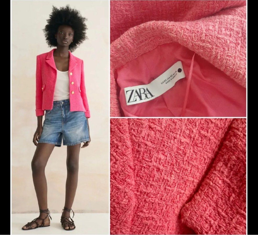 ZARA TWEED BLAZER Women s Fashion Tops Others Tops on Carousell