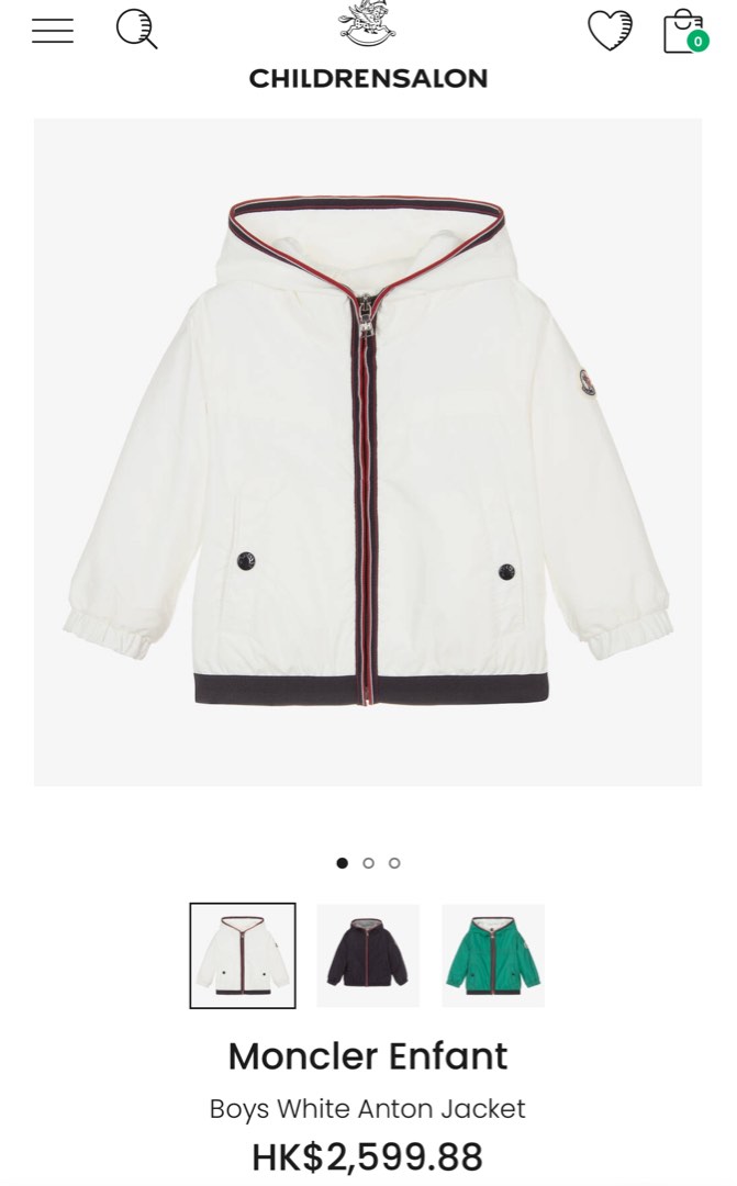 100 new MONCLER Enfant boys White Anton Jacket Carousell