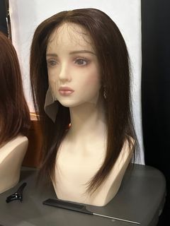 18 inches dark brown 100% human hair wig