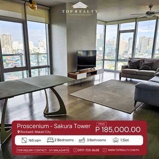 2BR 2 Bedroom Condominium for Rent in Proscenium Sakura Tower, Rockwell, Makati City