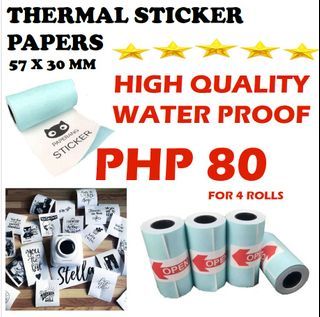 4 Rolls Thermal Sticker Papers 57x30 mm