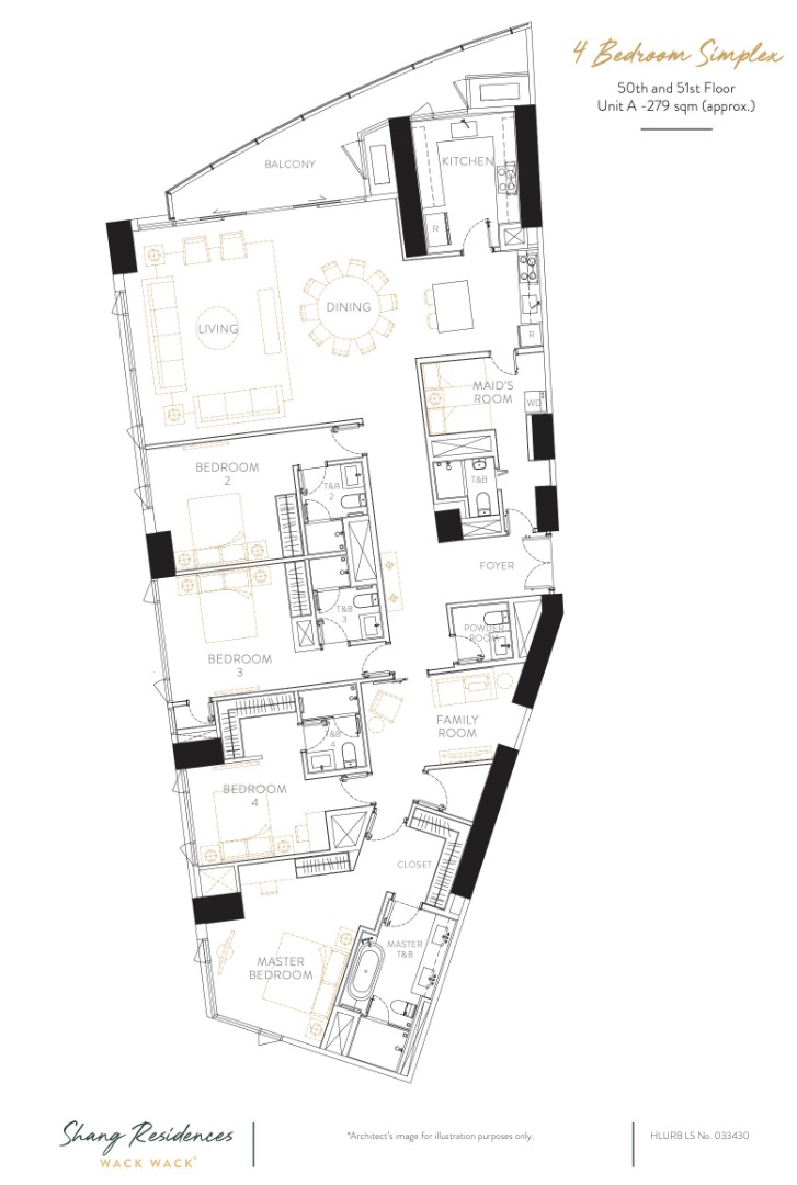 (P308k/sqm) 4BR Simplex Penthouse at Shang Residences at Wack Wack ...