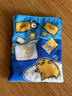 [新淨]Sanrio × 榮華 超可愛主題懶床造型可拆背帶式雙面設計藍色Gudetama 蛋黃哥 梳乎蛋 斜背袋 收納袋 斜孭袋64226037544065110