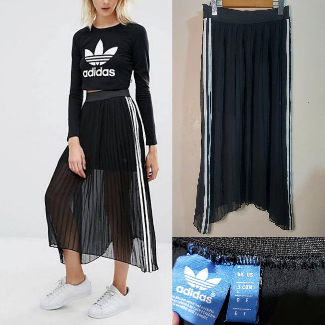 Adidas Sheer Pleated Mini Skirt Women s Fashion Bottoms Skirts on Carousell