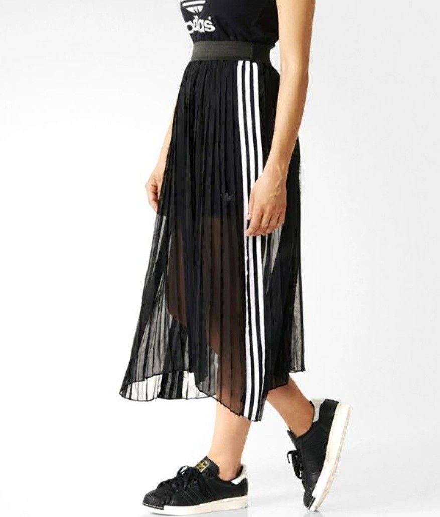 Adidas Sheer Pleated Mini Skirt Women s Fashion Bottoms Skirts on Carousell