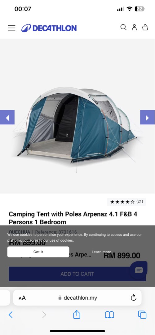 Arpenaz 4.1 Fresh and Black New Model Sports Equipment Hiking Camping on Carousell