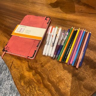 art supplies stationary arki set bundle : zebra mild liner + moleskine notebook journal + pilot juice pens  + faber castell watercolor pencils