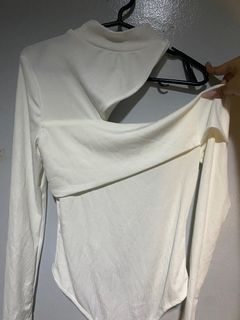 asymmetrical white jumpsuit shein body con snap button