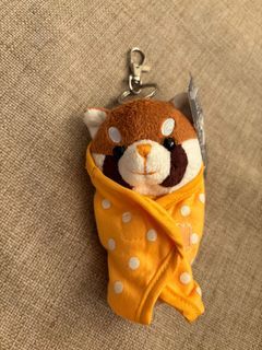 Baby Red Panda in Blanket Plush Keychain
