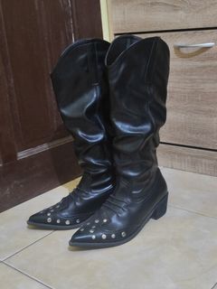 Black studded cowboy boots