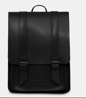 Black Vegan Leather Satchel School Bag Backpack DVL Etoile Straightforward Preppy Medium Size