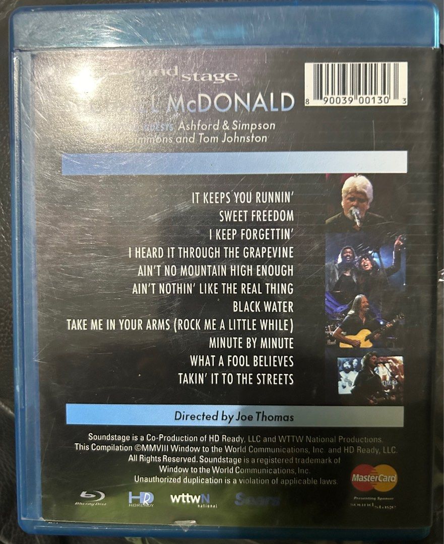 Blu ray orig Michael McDonald Live Soundstage (Category: CDs & DVDs) located in Manila. Submitted by migo2910 (Listing ID 1298374577, Image 2). Description: Blu Ray Michael McDonald Live Sound Stage orig U.S.