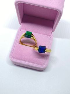 Blue gem, emerald gem ring size 10 nonfade with box