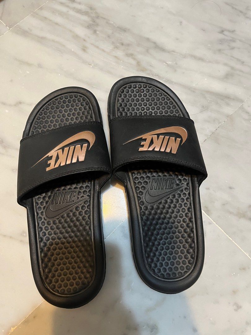 BN PRICE REDUCED Nike Women Cushiony Slides with Gold Women s Fashion Footwear Sandals on Carousell