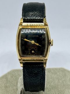 BULOVA 10k Gold-filled Art Deco Black dial Unisex Vintage Watch