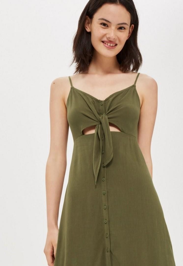Topshop khaki slip dress on sale