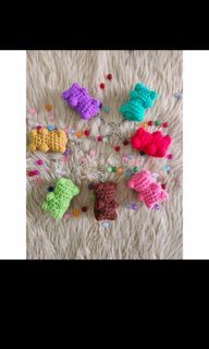 Crochet gummy bear keychain