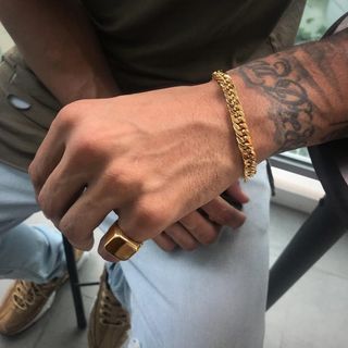 Cuban Bracelet with Signet Ring