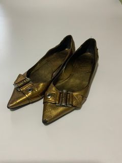 Dior Golden Leather Ballet Flats