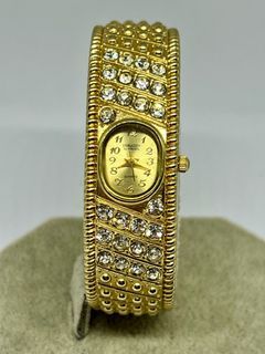 EMBASSY By Gruen Bangle Rhinestones Gold(gp) Vintage Ladies Preloved Watch