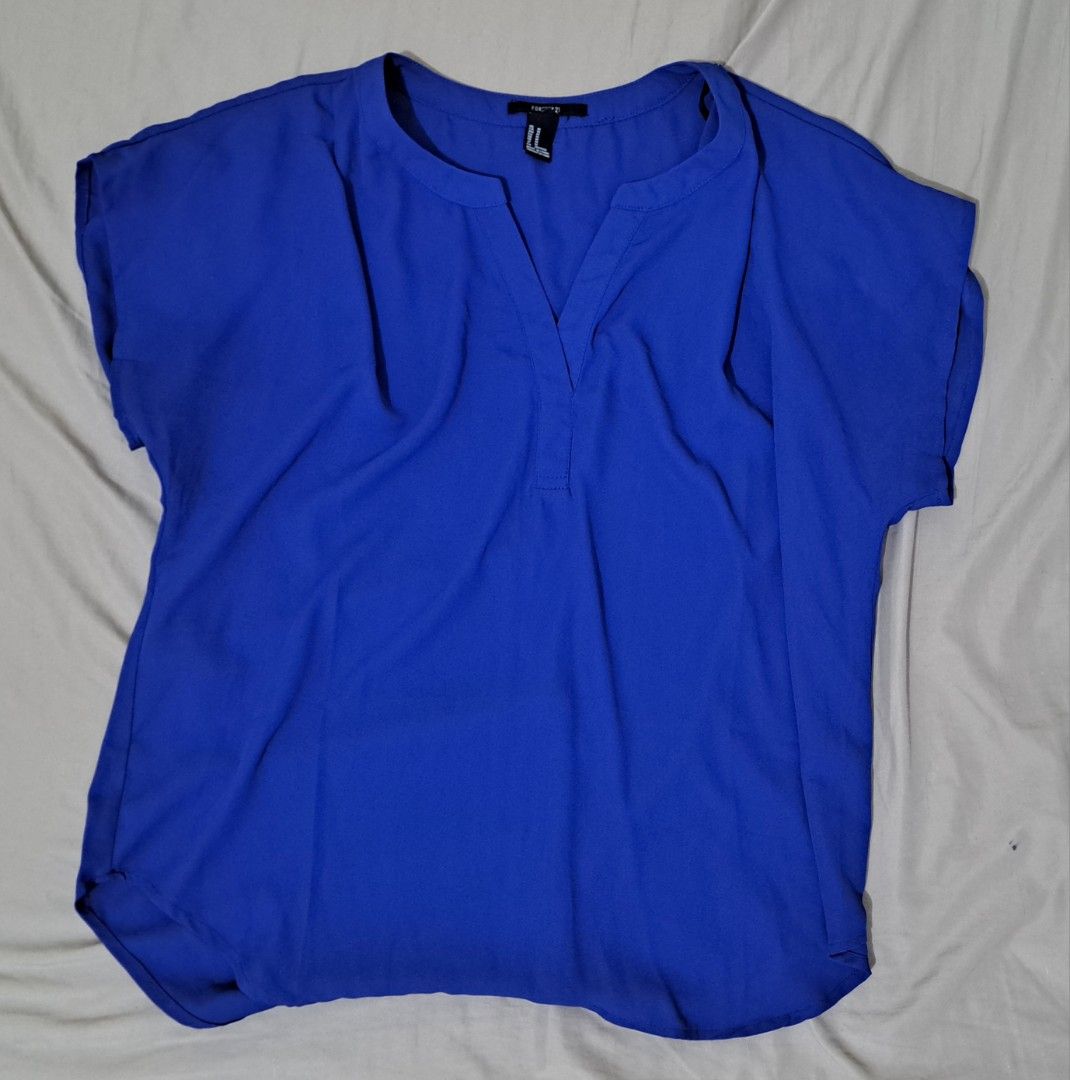 Royal blue blouse forever 21 discount