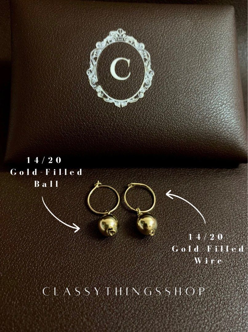 Gold-Filled Ball-drop Earrings (Category: Earrings) located in Quezon City. Submitted by classythingsshop (Listing ID 1298363618, Image 3). Description: Gold-Filled Ball-drop Earrings. Actual photo of the item. Materials: 14/20 gold-filled balls and 14/20 gold-filled wire. All our items are high quality, nontarnish and hypoallergenic. Feel free to inquire anytime through our chat or use the number below as intended. Thank you!.
