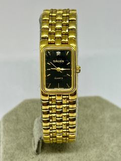 GRUEN Diamond Tank Vintage Gold(gp) Vintage Ladies Preloved Watch