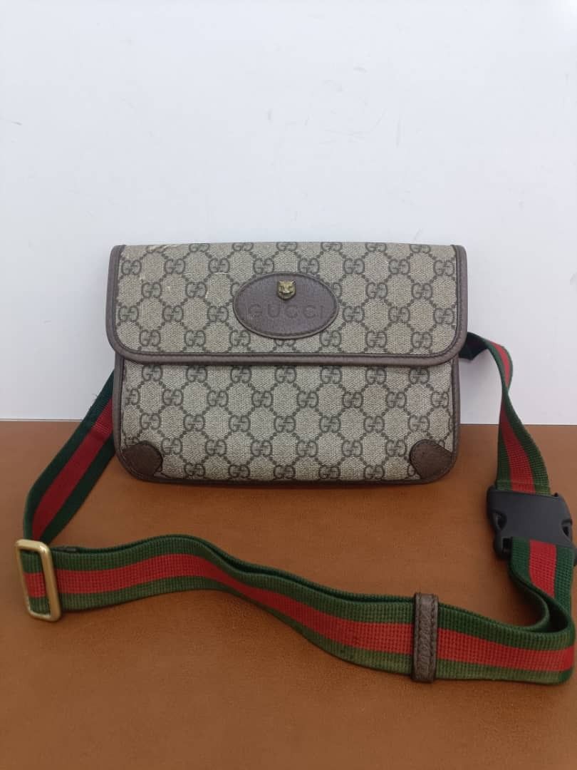 GUCCI 493930 GG SUPREME NEO VINTAGE BELT BAG BROWN CANVAS GHW