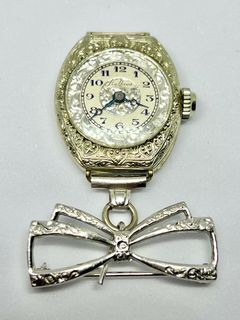 HELBROS 14k Gold-filled Nurse watch Vintage Pin Brooch