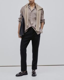 H&M Regular Fit Linen-blend Pants | Black Small