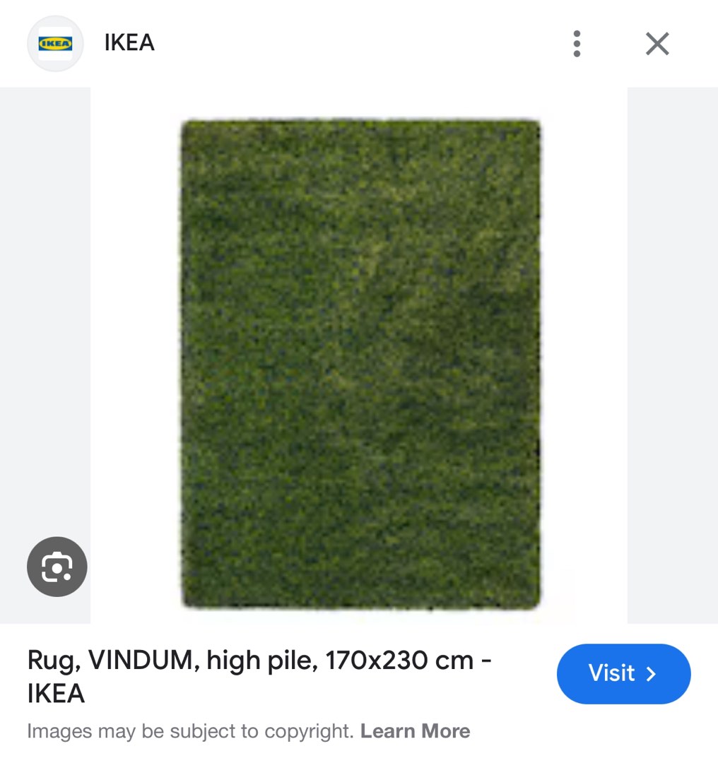Ikea Green VINDUM Rug High Pile, Furniture & Home Living, Home Decor, Carpets, Mats & Flooring