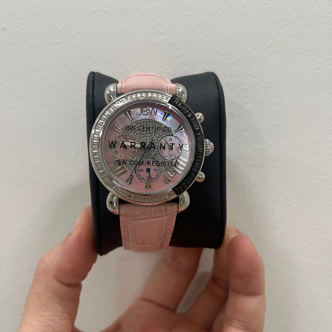 JBW Women s Victory Diamond Pink Leather Strap Watch Women s Fashion Watches Accessories Watches on Carousell