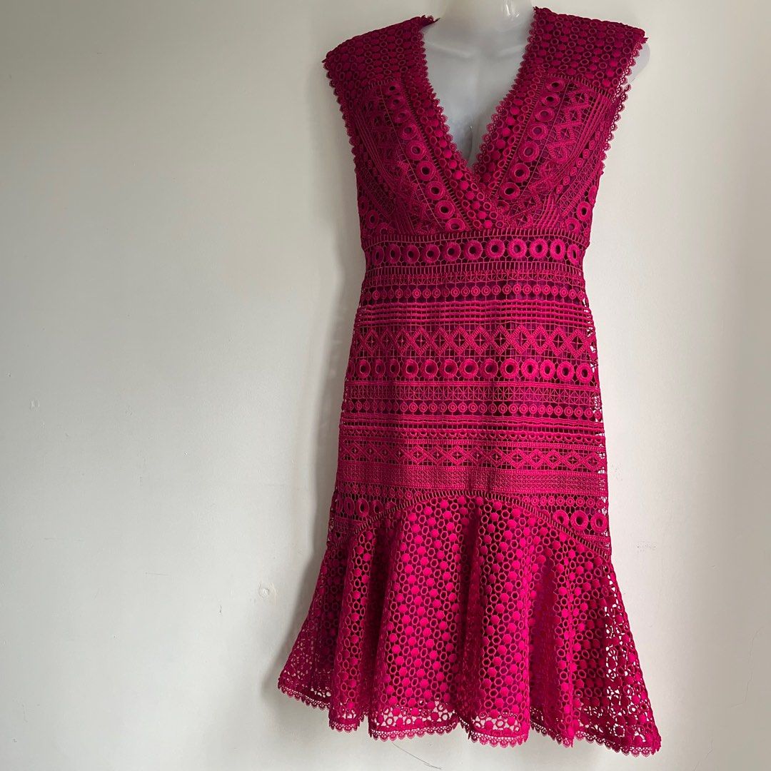 Karen Millen British Designer Burgundy Lace Dress, Women's Fashion, Dresses  & Sets, Dresses on Carousell