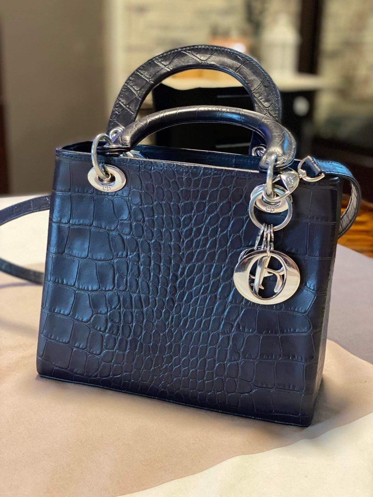 RARE Lady Dior Medium Exotic Croc Leather (Category: Luxury Bags & Wallets) located in Las Pinas. Submitted by mbisl (Listing ID 1298378057, Image 1). Description: Authentic Lady Dior RARE Midnight Blue Croc Leather Two-way with dustbag STUNNING IN PERSON! Super nice pa rfs: upgrade.