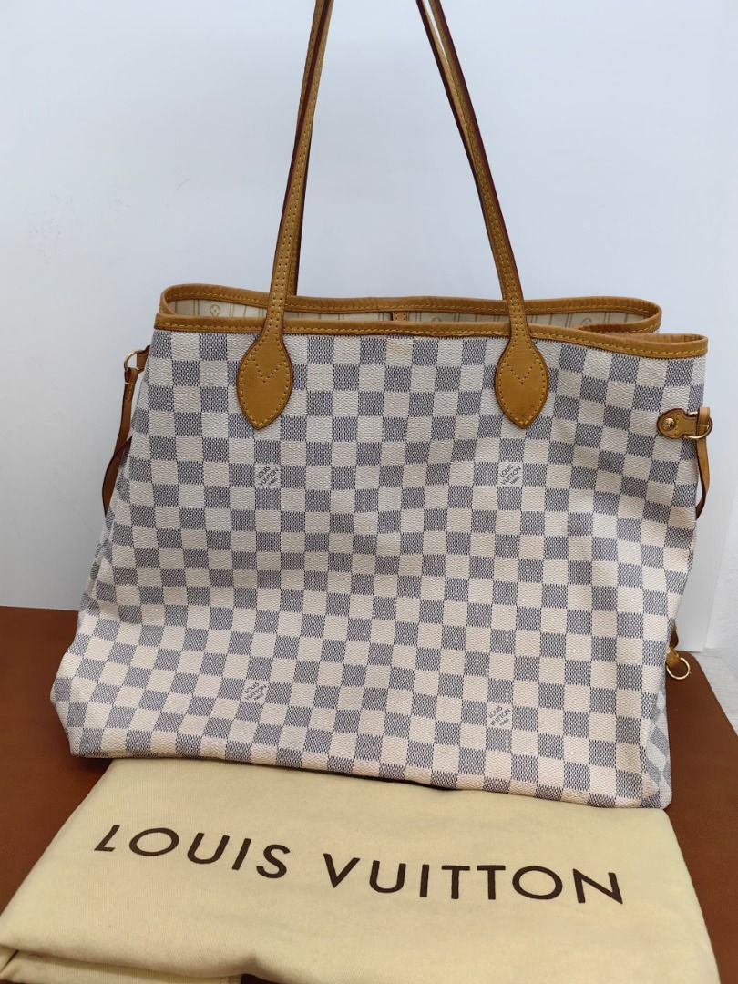 LOUIS VUITTON N41360 NEVERFULL GM 39CM DAMIER AZUR COATED CANVAS GHW
