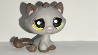 LPS Littlest Pet Shop Authentic Bonbon Tabby Cat Grey #2215 Vintage Figure Toy