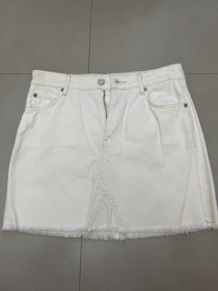 Mango white denim mini skirt