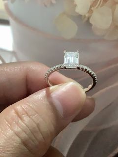 Moissanite 1ct Emerald Cut ring Size 7