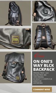 ON ONE'S WAY BLACK LEATHER BACKPACK