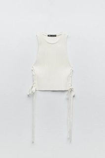 ❗️SALE❗️ORIGINAL Zara White Ribbed Side Knitted Top