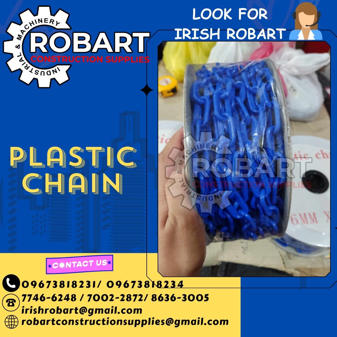 plastic chain (Category: Construction Tools & Equipment) located in Manila. Submitted by irishrobart_22 (Listing ID 1298333421, Image 1). Description: plastic chain 6mm x 25mtrs color: blue SEND US MESSAGE FOR INQUIRIES ‼️‼️ LOOK FOR IRISH ROBART VBR : 0 9 6 7 3 8 1 8 2 3 1/ 0 9 6 7 3 8 1 8 2 3 4 LANDLINE 8-6 3 6 3 0 0 5 / 7 7 4 6 -6 2 4 / 7 0 0 2-2 8 7 2 GMAIL: I R I S H R O B A R T @ G M A I L . C O M Office Address: 1405 Yuseco St. Sta Cruz Ma