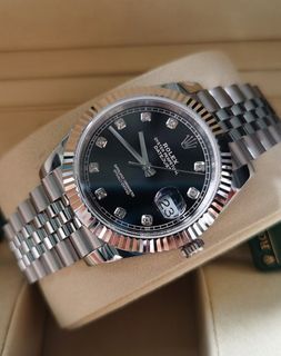 Rolex datejust 41mm black dial with diamond markers 126334-0012