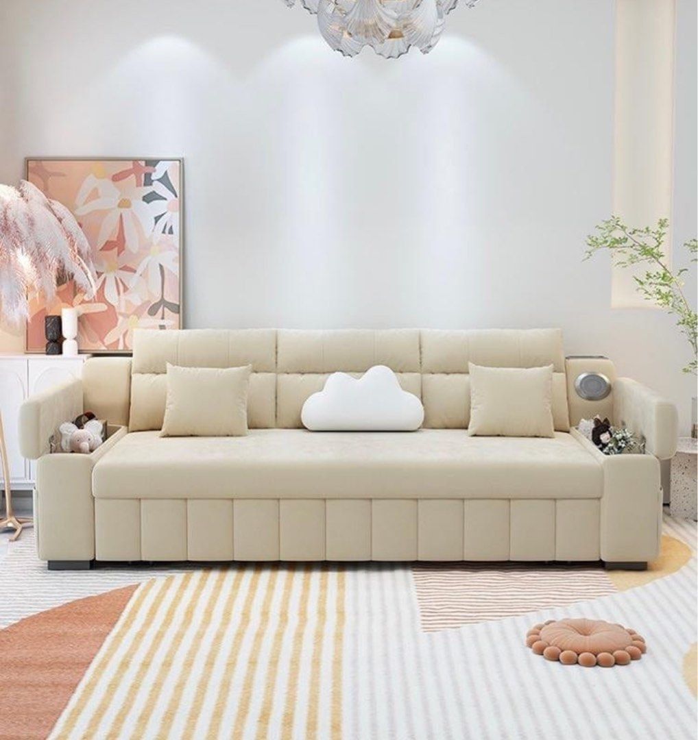 ROZEL Modern Leathaire Storage Sofa Bed (Category: Sofas) located in Singapore. Submitted by homejourney.sg (Listing ID 1298384270, Image 2). Description: MODEL : ROZEL Modern Leathaire Storage Sofa Bed Dimensions (cm) : L138 single size $638 L158 super single $788 L188 queen size $ 888 L218 king size $ 938 L248 super king size $ 988 Colour : Cream / Light grey / Pink / Blue / Dark brown / Dark grey Material : Leathaire , high resilience foam cus