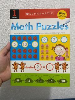 Scholastic Wipe Clean Math Puzzles & Activities Workbook for Age 4 to 7