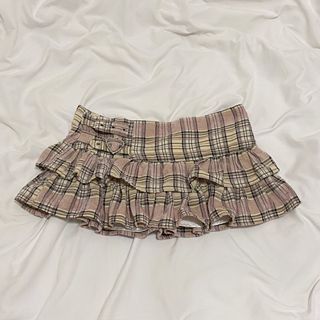 Tralala Pink Plaid Ruffle Mini Skirt | Y2K Coquette Tralala Liz Lisa
