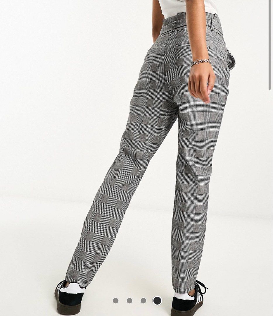 Vero Moda paperbag trousers in monochrome dogtooth