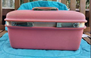 Vintage 1960's Samsonite Hot Pink Hardshell Travel Master Case - Retro Makeup Luggage (with key & mirror)