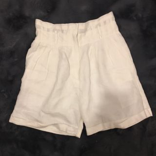 white linen beach summer high waisted shorts