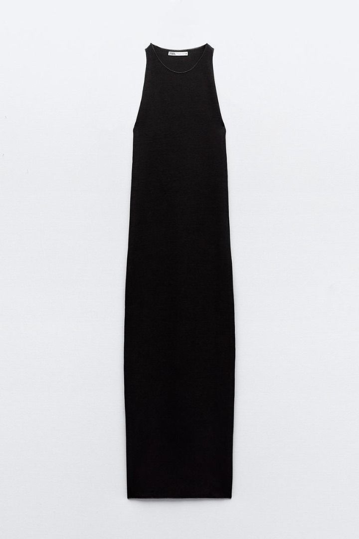 ZARA LONG STRETCH KNIT DRESS Black, Women's Fashion, Dresses & Sets, Dresses  on Carousell