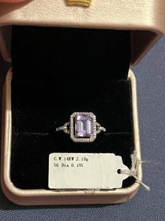 14k WG Amethyst Ring with Diamonds